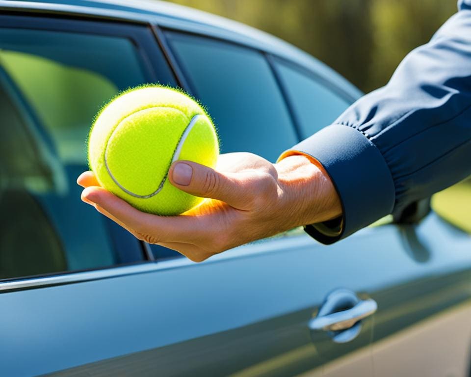 autodeur openen met een tennisbal