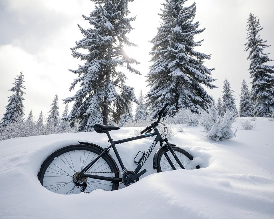 fietsen in sneeuw